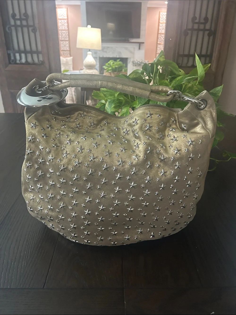 Jimmy Choo “SKY” Star-Studded Hobo Bag